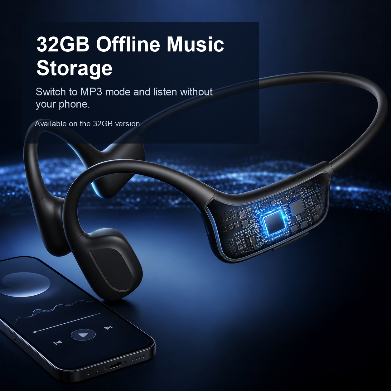 T12 Bone Conduction Headphones，Soft Touch Open Ear Wireless Headset