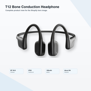 T12 Bone Conduction Headphones，Soft Touch Open Ear Wireless Headset