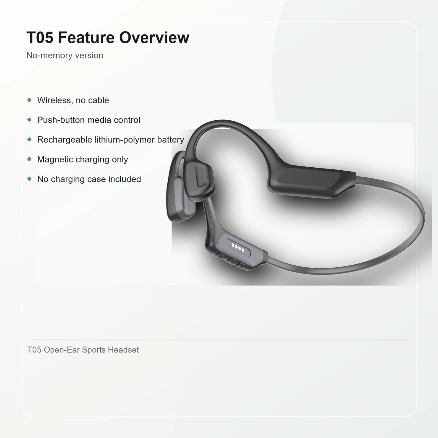 T05 Open-Ear Sports Bone Conduction Headphones - 32GB Memory